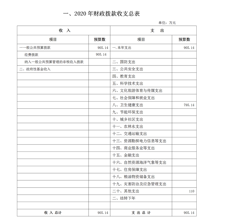 娄底市中心医院2020年部门预算和“三公”经费预算说明