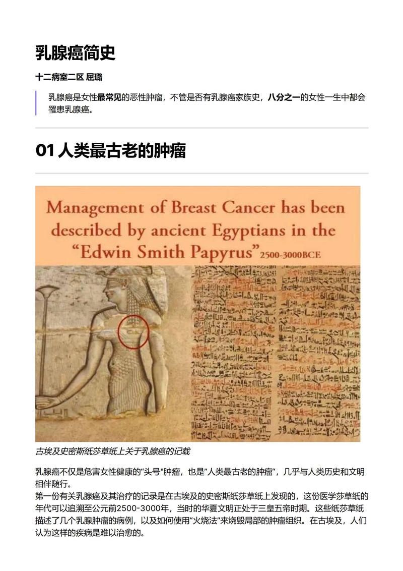 娄底市中心医院2023年健康科普图文类三等奖作品《乳腺癌简史》